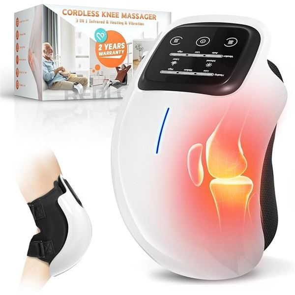 Cordless Knee Massager with LED Display; 3-in-1 Infrared & Heating & Vibration; 3 Modes - Brand New!