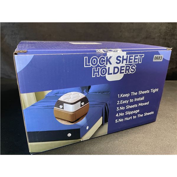 Locking Bed Sheet Holders - Keeps Bed Sheets Tight/Secure; Easy to Install - New!
