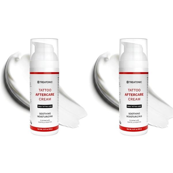 Lot of 2 Treatonic Tattoo Aftercare Creams (150g) Daily Tattoo Care; Soothing & Moisturizing - New