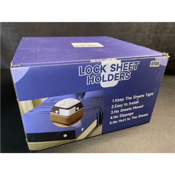 Locking Bed Sheet Holders - Keeps Bed Sheets Tight/Secure; Easy to Install - New!