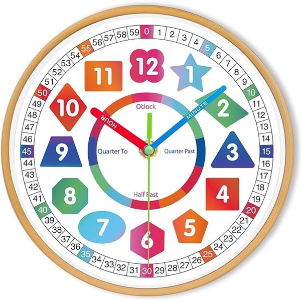 10-Inch Learning Time/Wall Clock for Kids - Learning/Teaching Clock - New