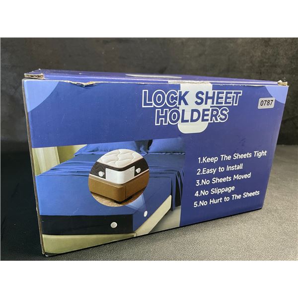 Locking Bed Sheet Holders - Keeps Bed Sheets Tight/Secure; Easy to Install - New!