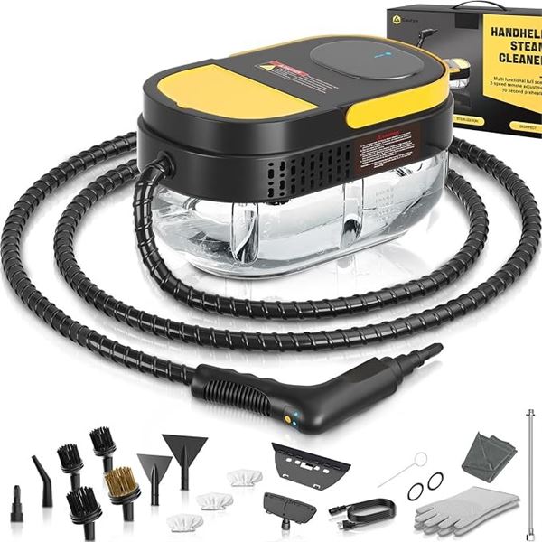 Gautye Handheld Multifunctional Steam Cleaner; 15s Heat-Up, 1.6L Tank w/ 16pcs Accessories - NEW