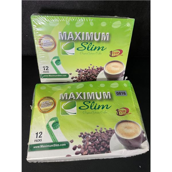 2 Boxes Maximum Slim Original Green Coffee (12 Packs Per Box) - New Sealed