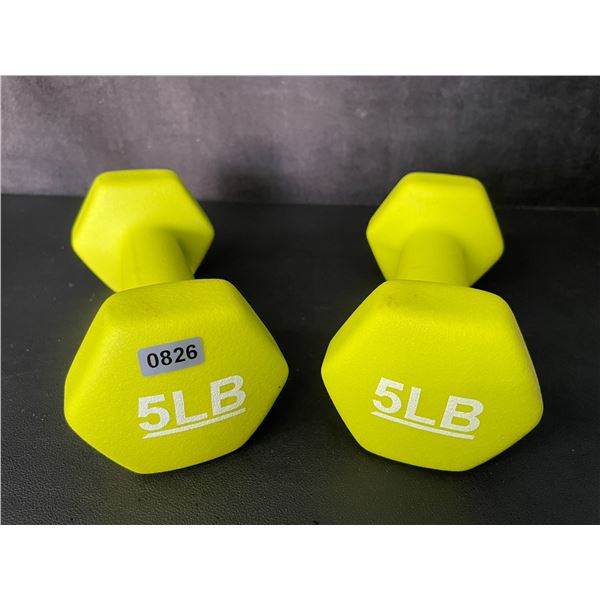 Set of 2 Neoprene 5LB Dumbbells/Hand Weights - Non-Slip Neoprene Coating - New