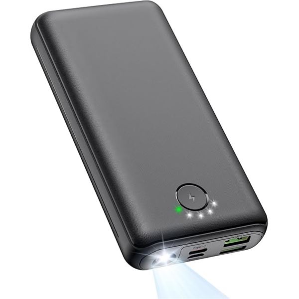 High-Capacity 30,000mAh Power Bank/Portable Charger with Flashlight, 22.5W Fast Charging - NEW