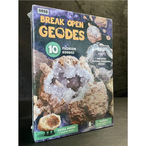 Break Open Geodes Kit - 10 Premium Geodes; Discover Crystal Treasure Inside - New Sealed