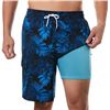 Image 1 : Brisira Men's Quick-Dry Swim Shorts/Swim Trunks (XS) Blue Tropical Design - New