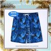 Image 2 : Brisira Men's Quick-Dry Swim Shorts/Swim Trunks (XS) Blue Tropical Design - New