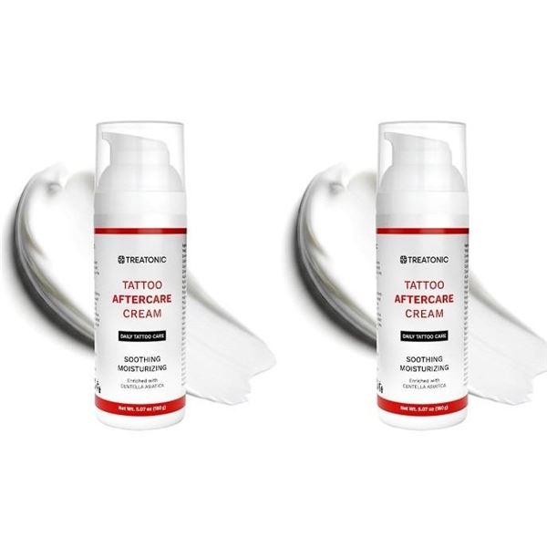 Lot of 2 Treatonic Tattoo Aftercare Creams (150g) Daily Tattoo Care; Soothing & Moisturizing - New