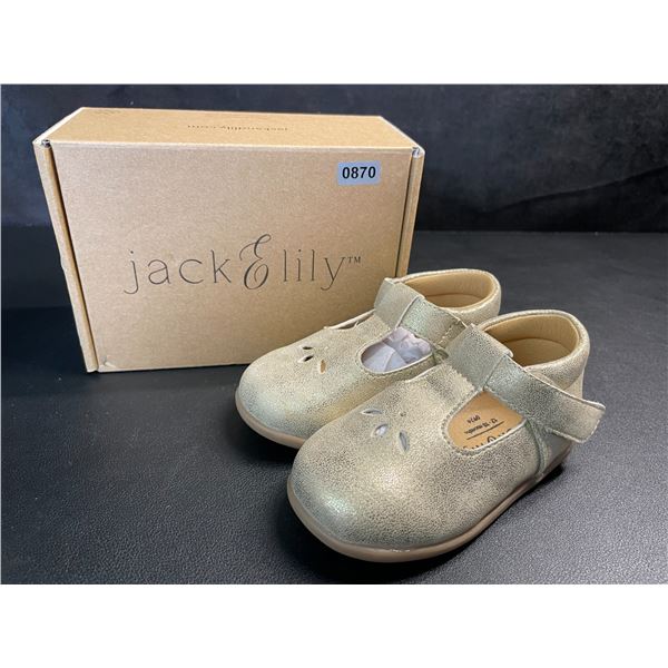1 Pair of Jack&Lily Baby/Toddler Shoes (12-18m) Bella, Golden Pearl Mary Jane Walking Shoes - New