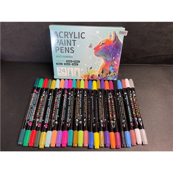 24-Pack Dual-Tip Acrylic Paint Pens/Multi-Surface Art Markers - 24 Bright Colours - New!