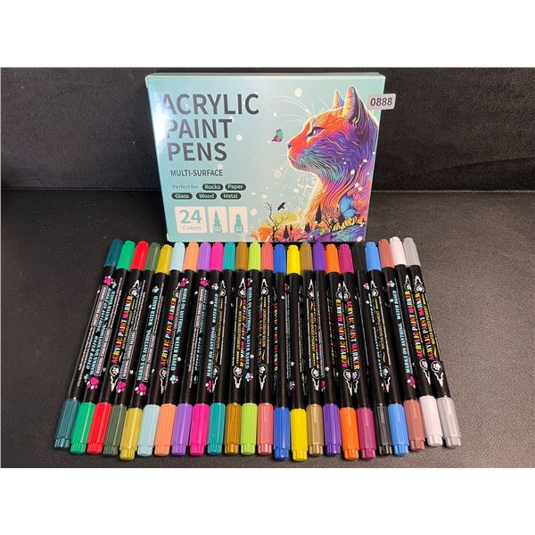24-Pack Dual-Tip Acrylic Paint Pens/Multi-Surface Art Markers - 24 Bright Colours - New!