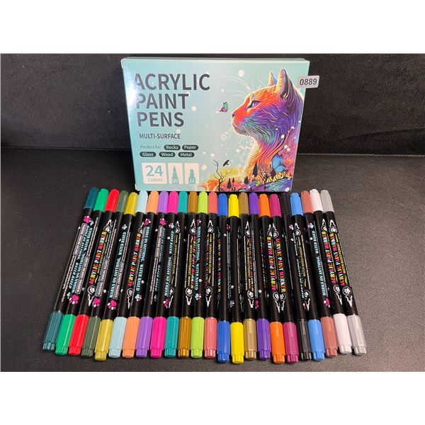 24-Pack Dual-Tip Acrylic Paint Pens/Multi-Surface Art Markers - 24 Bright Colours - New!