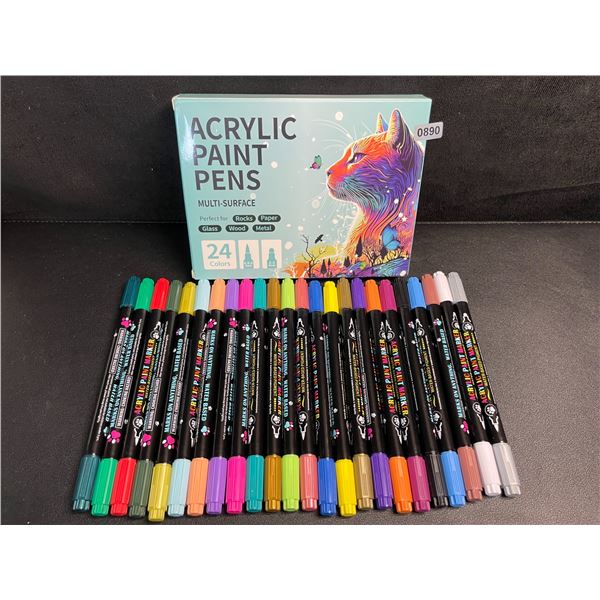 24-Pack Dual-Tip Acrylic Paint Pens/Multi-Surface Art Markers - 24 Bright Colours - New!