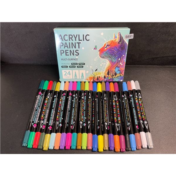 24-Pack Dual-Tip Acrylic Paint Pens/Multi-Surface Art Markers - 24 Bright Colours - New!
