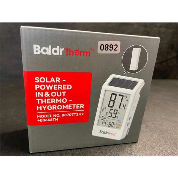 BaldrTherm Digital Solar-Powered Indoor/Outdoor Thermo-Hygrometer - Temp/Humidity Display - New