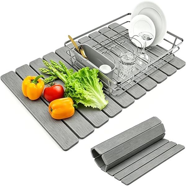 Foldable Stone Plate Kitchen Countertop Drying Pad; Quick-Drying, Water-Absorbing (60 x 39cm) New