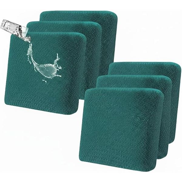 6-Pack Outdoor Waterproof Cushion Covers/Stretch Patio Chair Slip Covers (Dark Green) - New