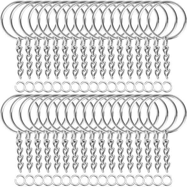 4 Boxes (50pcs Each) Keychains with Chain and 50pcs Jump Rings - Great for DIY Keychains - New