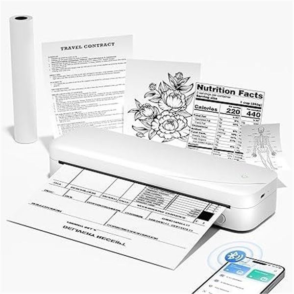 Phomemo A4 Inkless Portable Wireless Printer for Travel; Thermal Bluetooth Printer w/ App - New!