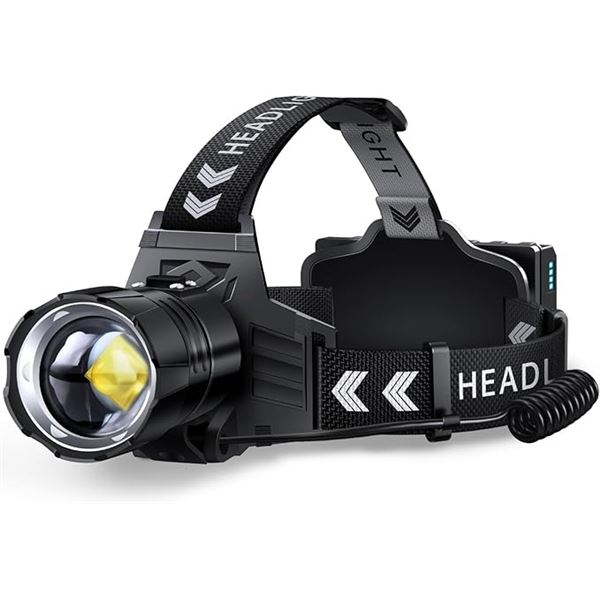 LED Rechargeable Headlamp; Super Bright/High Lumens, Zoomable, IPX7 Waterproof; 12 Modes - NEW