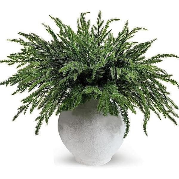12-Pack of 18" Norfolk Pine Branches/Artificial Pine Stems for DIY Faux Greenery Plant Decor - New