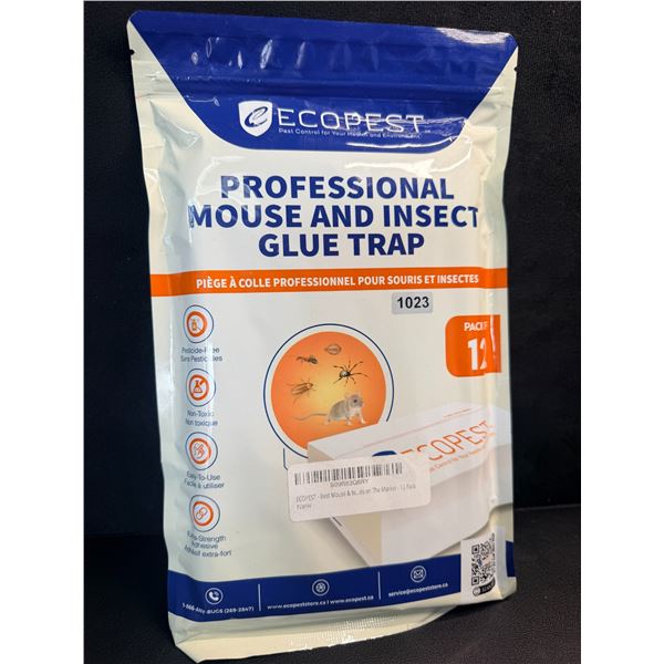 ECOPEST 12-Pack Professional Mouse and Insect Glue Traps - Extra Strong/Sticky - New