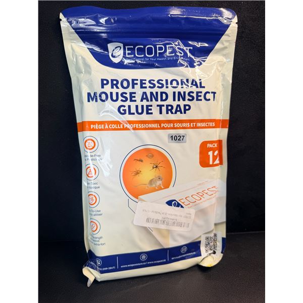 ECOPEST 12-Pack Professional Mouse and Insect Glue Traps - Extra Strong/Sticky - New
