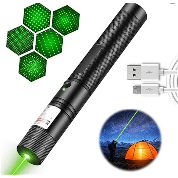 Tactical Green Laser Pointer - Long-Range, High-Power, USB-Rechargeable Design - New!