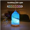 Image 2 : Glass Ultrasonic Aromatherapy Diffuser (120ml) with 7-Color Changing LED Lights & Wood Base - New!
