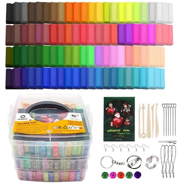 Artecho 82-Color Polymer Clay Craft Kit with Tools - Polymer Clay Craft Set - Brand New!