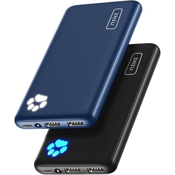 2-Pack INIU PowerPaw Slim 10,000mAh Power Banks/Portable Chargers - New Sealed!
