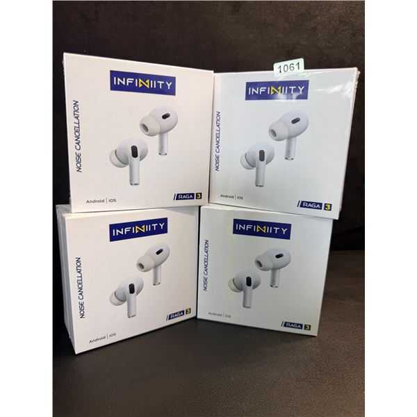 4 Pairs of Infinity SUR 3 Bluetooth Earbuds/Headphones - HiFi Sound/Comfortable Fit - New Sealed