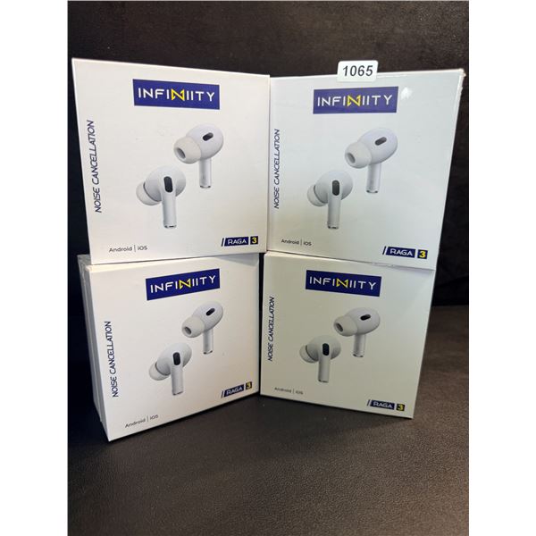 4 Pairs of Infinity SUR 3 Bluetooth Earbuds/Headphones - HiFi Sound/Comfortable Fit - New Sealed