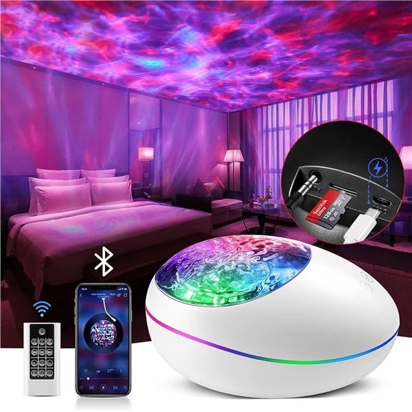 Lucky Stone Projection Night Lamp/Galaxy Aurora Light with Bluetooth/SD/Speaker Function - New