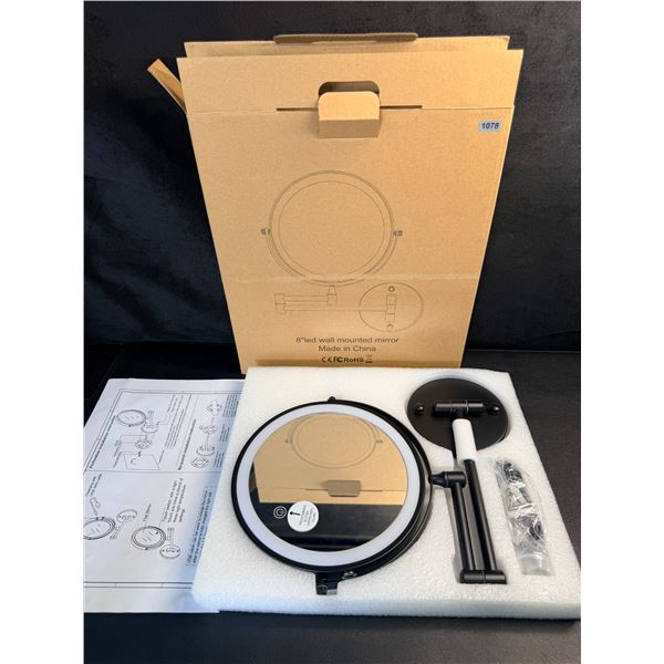 8" LED Lighted Wall-Mounted Mirror with 10X Magnification - New in Box