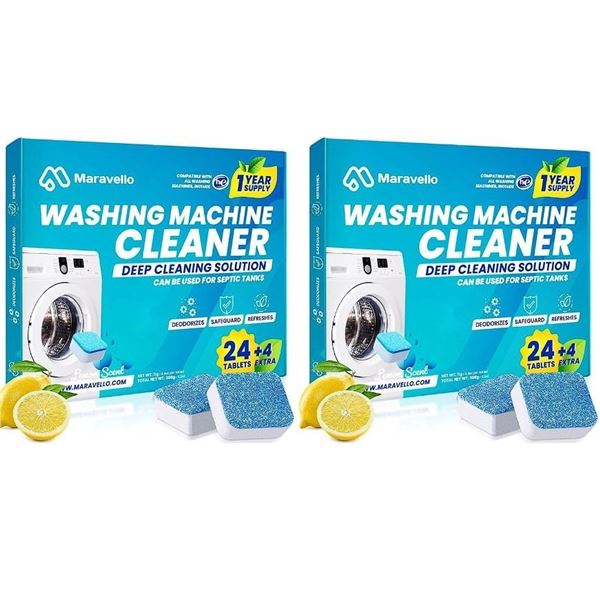 2 Boxes of Washing Machine Cleaner/Descaler Tablets (28 Tablets/Box) Works with All Machines - New!