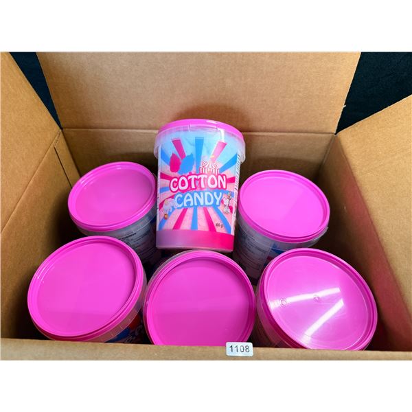 Box of 6 Tubs of Cotton Candy - Cherry & Blue Raspberry Flavor (60g Each) - New Sealed