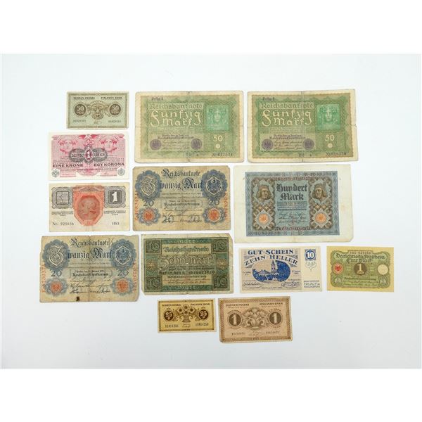 ASSORTED WWI / POST-WWI BANK NOTE LOT