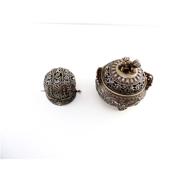 CHINESE INCENSE BURNER AND HAIR CROWN LOT