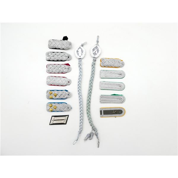 ASSORTED EAST GERMAN MILITARY SHOULDER BOARDS AND LANYARDS LOT