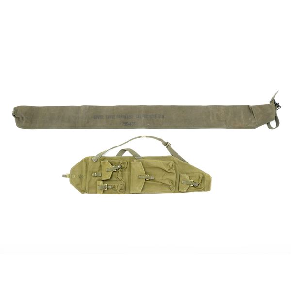 BRITISH / U.S. MILITARY MG BARREL BAG, ETC. LOT