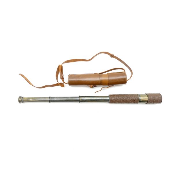 WWII BRITISH SNIPERS SCOUT REGIMENT BRASS TELESCOPE WITH LEATHER CASE