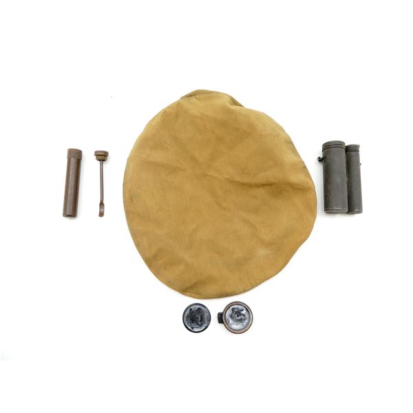 ASSORTED MILITARY OILERS, FORGE CAP COVER AND DOSIMETER LOT