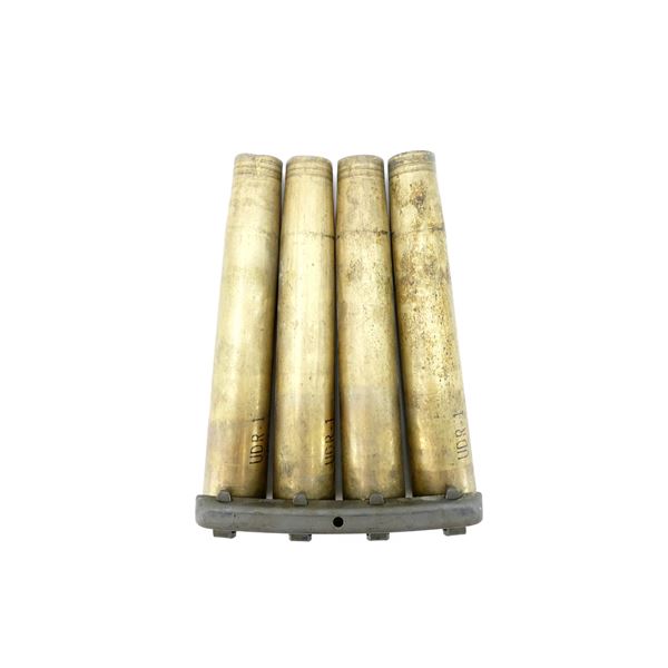 WWII U.S. MILITARY 40MM BOFORS BRASS SHELL CASINGS AND CLIP LOT