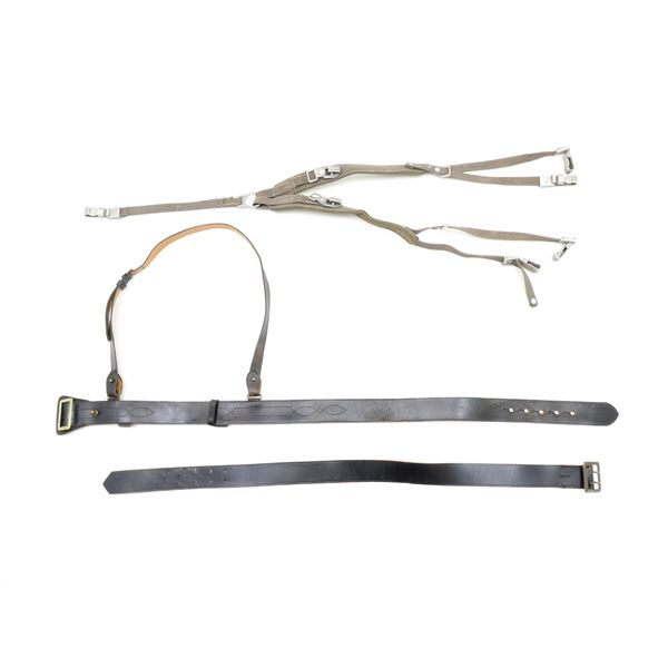 ASSORTED GERMAN / YUGOSLAVIAN MILITARY BELTS AND Y-STRAPS LOT