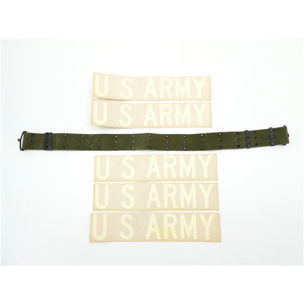 U.S. MILITARY PISTOL BELT AND STICKERS LOT