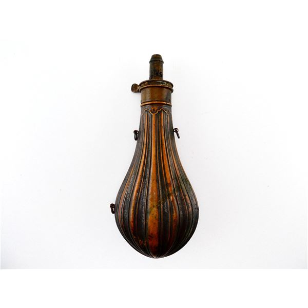 ANTIQUE AMERICAN FLASK & CAP CO. POWDER FLASK