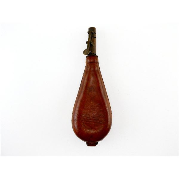 VINTAGE LEATHER SHOT / POWDER FLASK